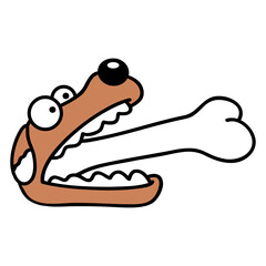 Obraz premium Dog Greedy Hungry Eats Too Big Bone Swallowed Fun Design Lover Art Vector Illustration Card T-Shirt Poster Sticker Graphic Print Decorative Drawing Isolated Logo Decoration Symbol Creative Cool Style 