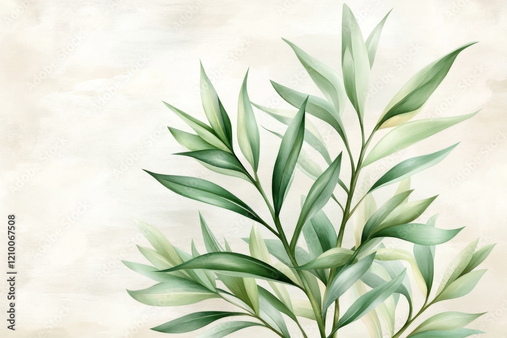 Poster A flat design of a yucca tree with soft gradients, depicted in a minimalist style on a white background