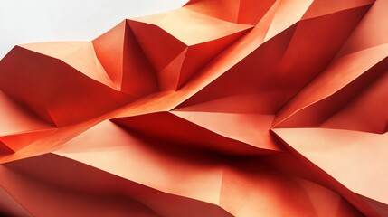 Copper-red paper fold with sharp angles, soft light, highly detailed, isolated on white background, warm and luxurious, sleek and inviting, rich and vibrant atmosphere