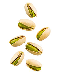 flying pistachio dry fruit isolated on white background PNG.AI GENERATED