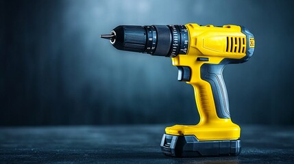 Power drill in action home improvement task indoor workshop tool photography modern design close-up view diy concept