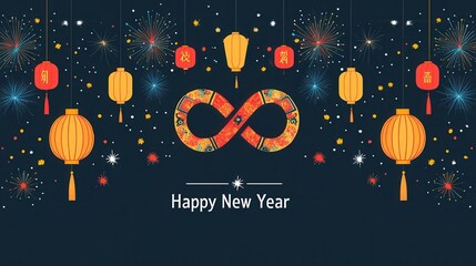 Flat Design Top Down View of Lunar New Year Celebration Elements