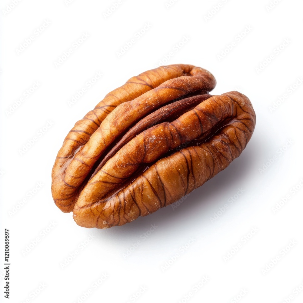 Poster Roasted pecan half showcasing deep brown color and rich texture in a simple setting