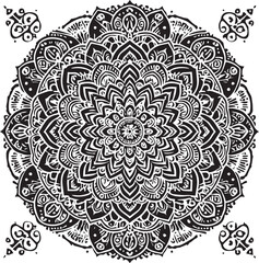 Circular pattern in the form of a mandala. Henna tatoo mandala. Mehndi style. Decorative pattern in oriental style. Coloring book page vector files Mandala ornament illustration