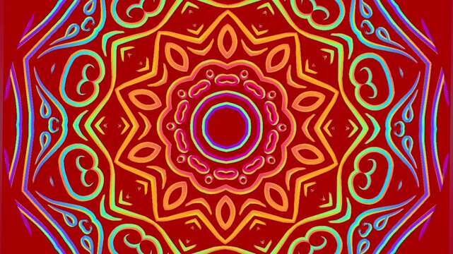 caleidoscope classic gradient circle flower art pattern of traditional tenun batik ethnic dayak ornament for animation ads