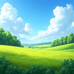 Obraz premium landscape with green field and sky