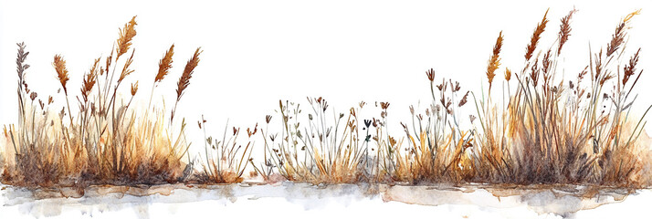 Monochrome grass or bulrush on dried grass texture
