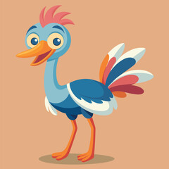 Ostrich cartoon positioned slightly