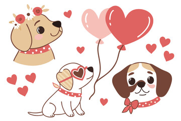 dog and heart happy valentine day 