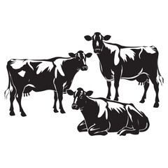 jersey cow vector black silhouette vector illustration white background