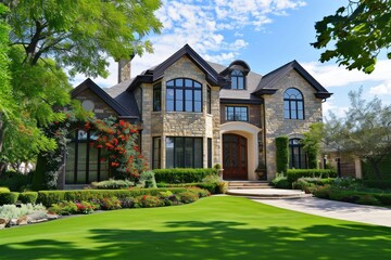 A Luxury house in nice suburb in the north America architecture outdoors building
