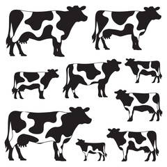 jersey cow vector black silhouette vector illustration white background