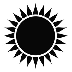 Black Sun Icon Silhouette vector illustration on a transparent background
