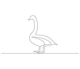 Continuous one line drawing of swan. Swan symbol of love and loyalty. Single line drawing illustration of swan. Concept vector art. Doodle line illustration.