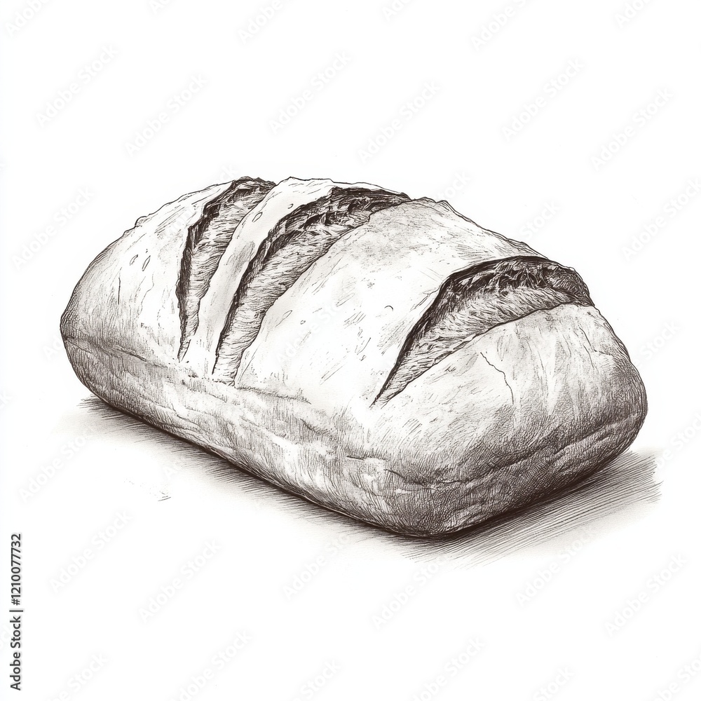 Poster freshly baked loaf of bread showcasing unique texture and rustic crust on wooden table