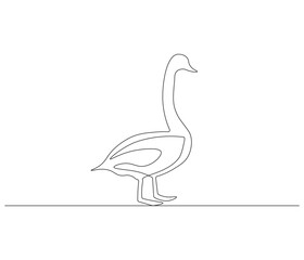 Continuous one line drawing of swan. Swan symbol of love and loyalty. Single line drawing illustration of swan. Concept vector art. Doodle line illustration.