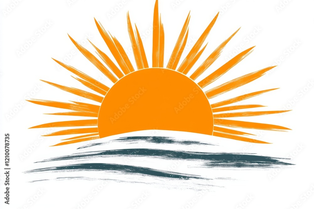 Aufkleber a minimalist yellow sun icon with simple rays extending outward, set against a white background for 