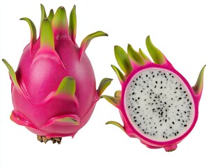 Vibrant Dragon Fruit with Pink Skin and White Flesh