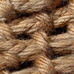 Fototapeta premium Close-Up View of Natural Fiber Rope Texture for Crafts, Decor, and Marine Applications