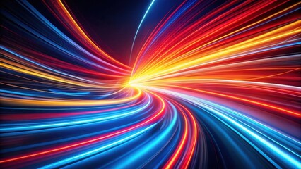 Abstract Dynamic Light Trails A Vivid Swirl of Color and Motion in a Dark Background
