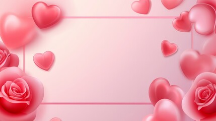 A romantic design featuring pink hearts and roses, creating a charming backdrop for love-themed messages or invitations.