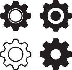 Gear icon set. Gear Settings symbol, cogwheel. Functions symbol. Settings icon vector Illustration