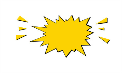 starburst yellow speech bubbles or baloon for comic design illustration. Comic burst, bursting star sticker, vector boom or explotion. communication concept

