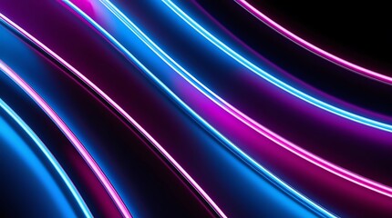 Fototapeta premium Abstract wave lines with blue and purple neon light effect for business purpose