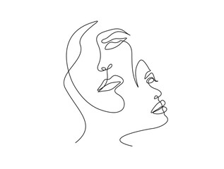 Continuous one line drawing of abstract woman face. Beautiful lady face for beauty care concept illustration. Editable stroke.