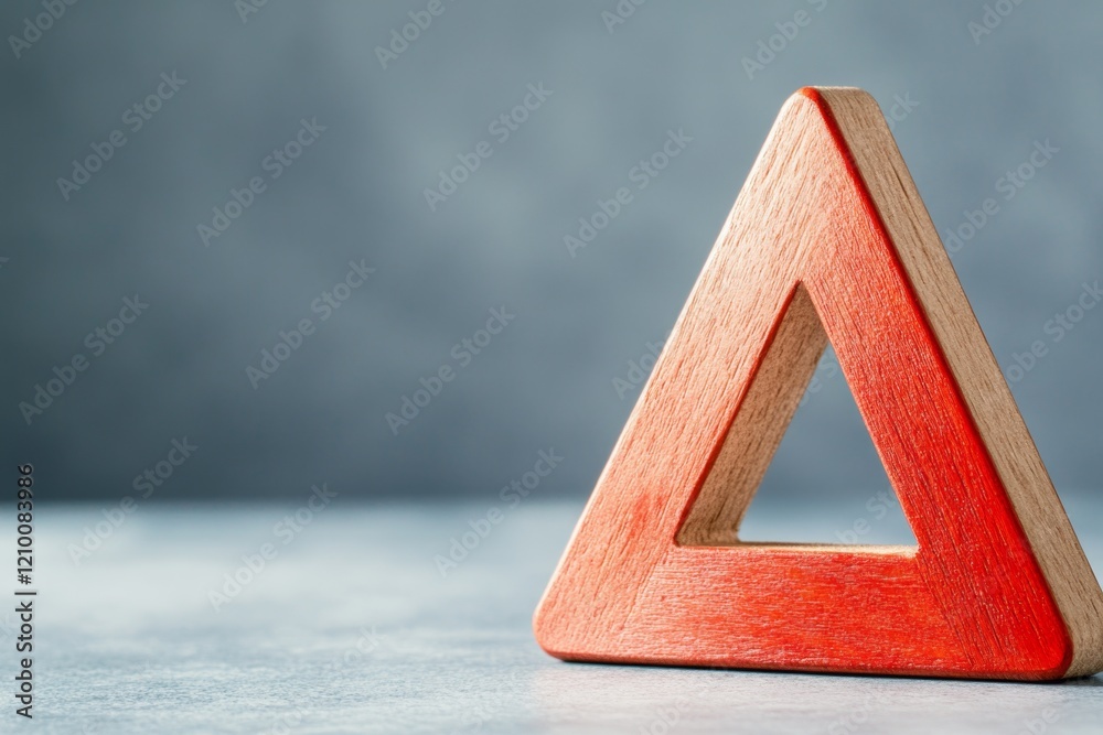 Poster A simple triangular wooden yield sign with no text, designed with soft curves and displayed on a light gray surface