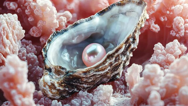 pearl in a shell on a sea background. Selective focus. Nature.
