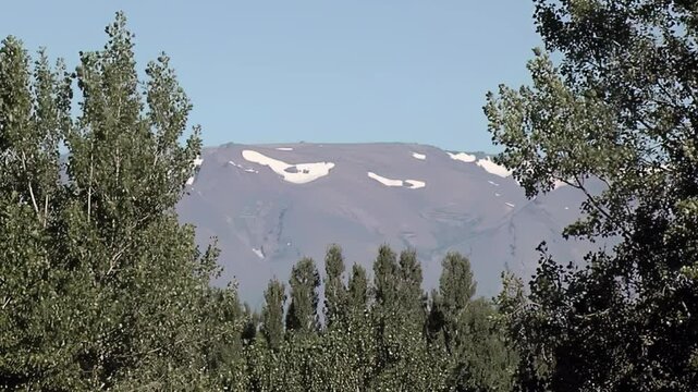 End of Winter in Patagonia: Snow Remnants on the Mountains Near Chos Malal, Neuquen Province, Argentina