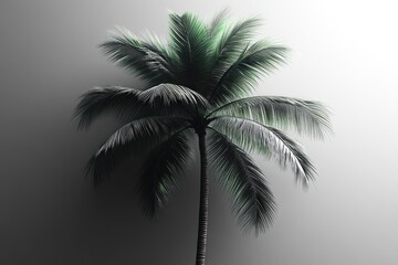 Obraz premium Single palm tree, studio shot, gray background, tropical design