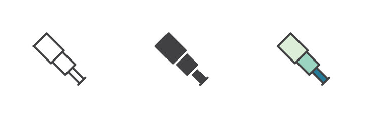 Spyglass telescope different style icon set