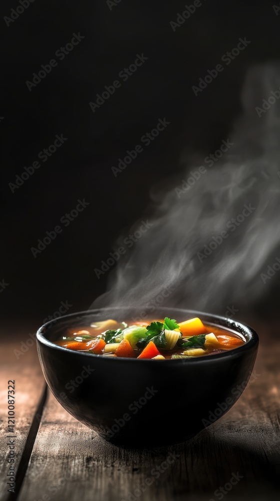 Aufkleber warm and inviting bowl of minestrone soup filled with fresh vegetables on a rustic table