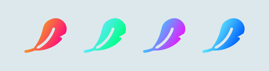 Feather solid icon in gradient colors. Write signs vector illustration.