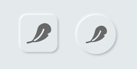 Feather solid icon in neomorphic design style. Write signs vector illustration.