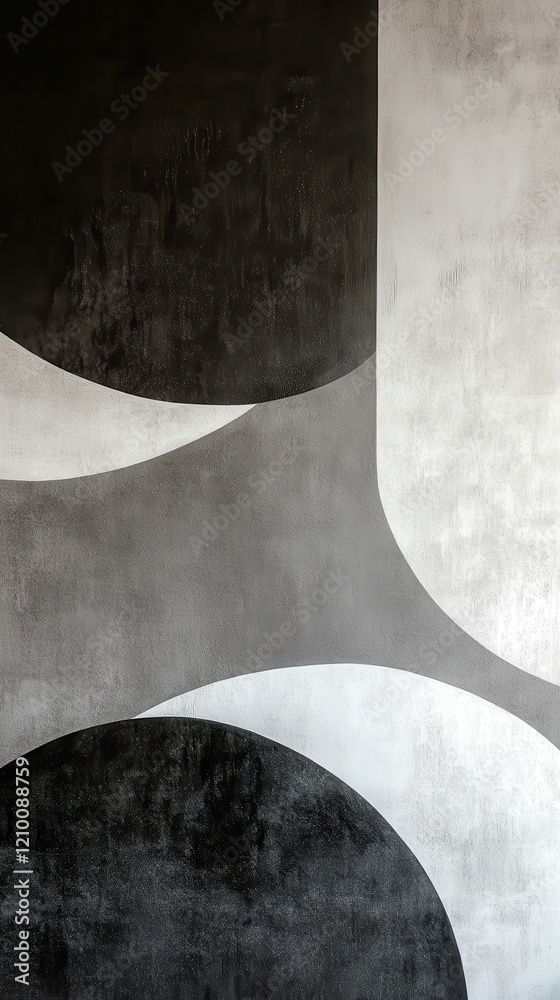 Poster subtle shapes in charcoal gray and snow white create a minimalist aesthetic for contemporary spaces
