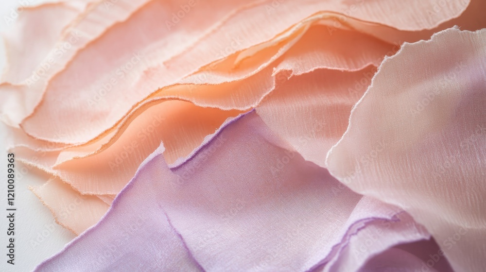 Aufkleber Soft pencil strokes create layers of muted peach and lavender fabric blending harmoniously in a minimalist setting