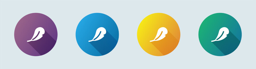Feather solid icon in flat design style. Write signs vector illustration.