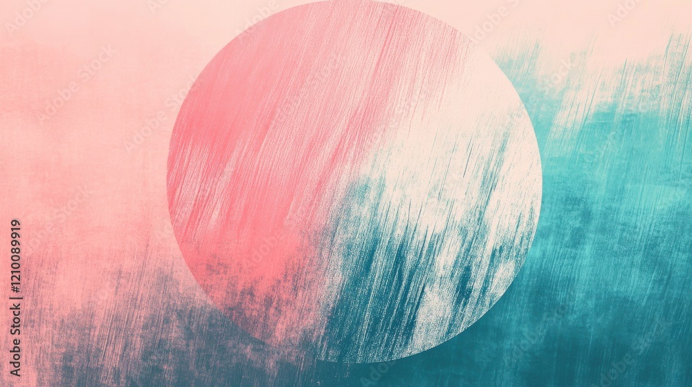 Poster elegant circle design showcasing soft pencil strokes with a calming transition from pink to teal