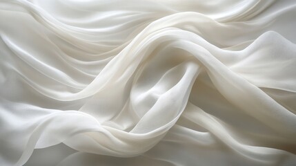 Fototapeta premium Elegant Draped White Fabric Soft Texture