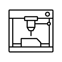 3d printer icon, 3d printer line art - simple line art of 3d printer, perfect for 3d printer logos and icons