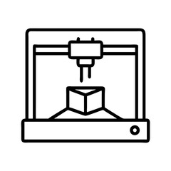 3d printer icon, 3d printer line art - simple line art of 3d printer, perfect for 3d printer logos and icons