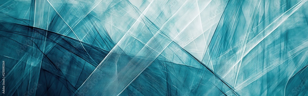 Poster Muted teal abstract background with soft pencil strokes and intersecting lines creating depth and balance in a calm aesthetic