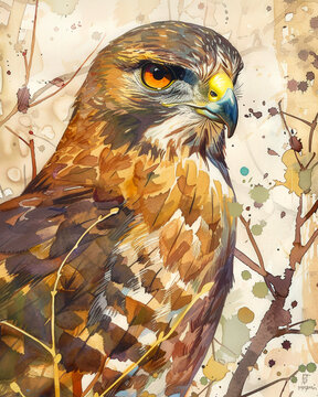 Sharp shinned hawk,watercolor
