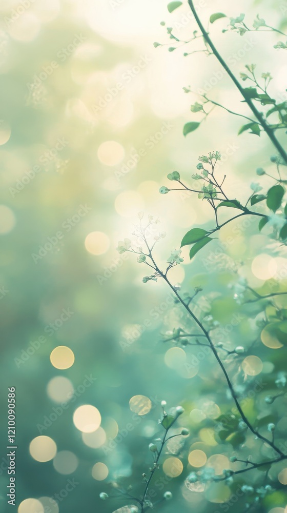 Aufkleber soft bokeh gradients in mint green and lemon yellow create a fresh, spring-inspired atmosphere in a 