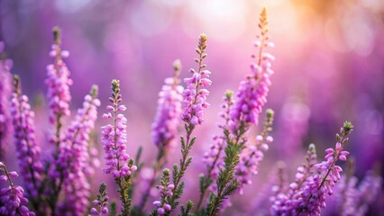 Obraz premium A Field of Delicate Purple Blooms Basking in the Golden Hour Light