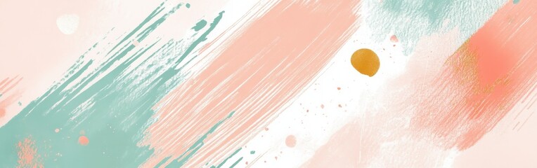 Fototapeta premium Minimalist pastel strokes create a soothing and balanced visual experience featuring dashed lines in peach and mint