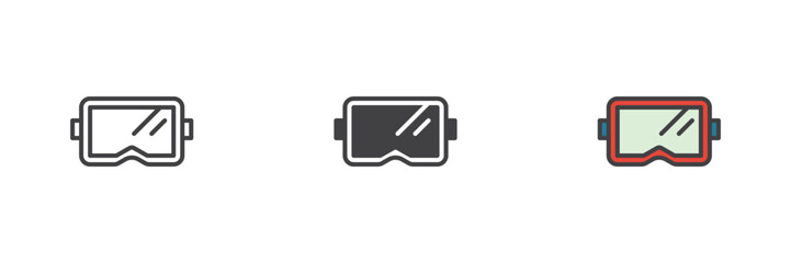 Diving scuba mask different style icon set